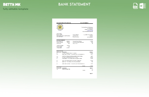 модерен стил Бахамите Шаблон ексел за извод од банкарски изводи на централната б